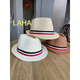 Mũ cói cho bé từ 2-6 tuổi đai màu đính chữ xinh xắn