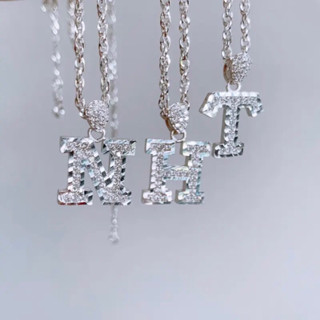 Dây chuyền nữ chữ cái bạc ta- Dây kép xoắn mặt chữ cái bạc ta