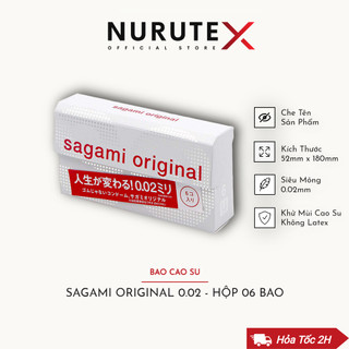 Hộp 6 Bao Cao Su SAGAMI ORIGINAL 002 Siêu Mỏng Cao Cấp, Khử mùi cao su Latex, xuất xứ Nhật Bản