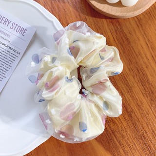 Chun cột tóc Scrunchies voan lưới chấm bi