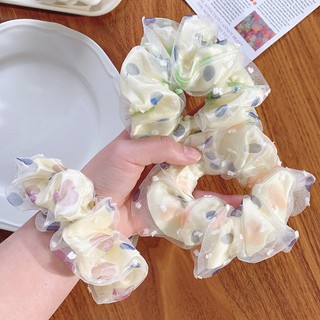 Chun cột tóc Scrunchies voan lưới chấm bi