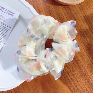 Chun cột tóc Scrunchies voan lưới chấm bi