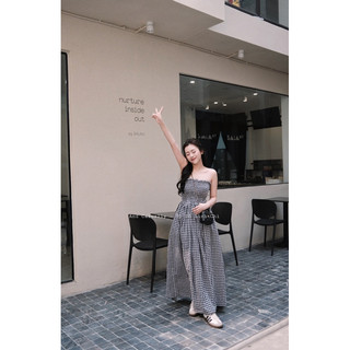 Váy quây bo chun kẻ caro