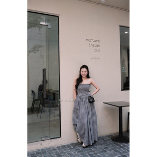 Váy quây bo chun kẻ caro