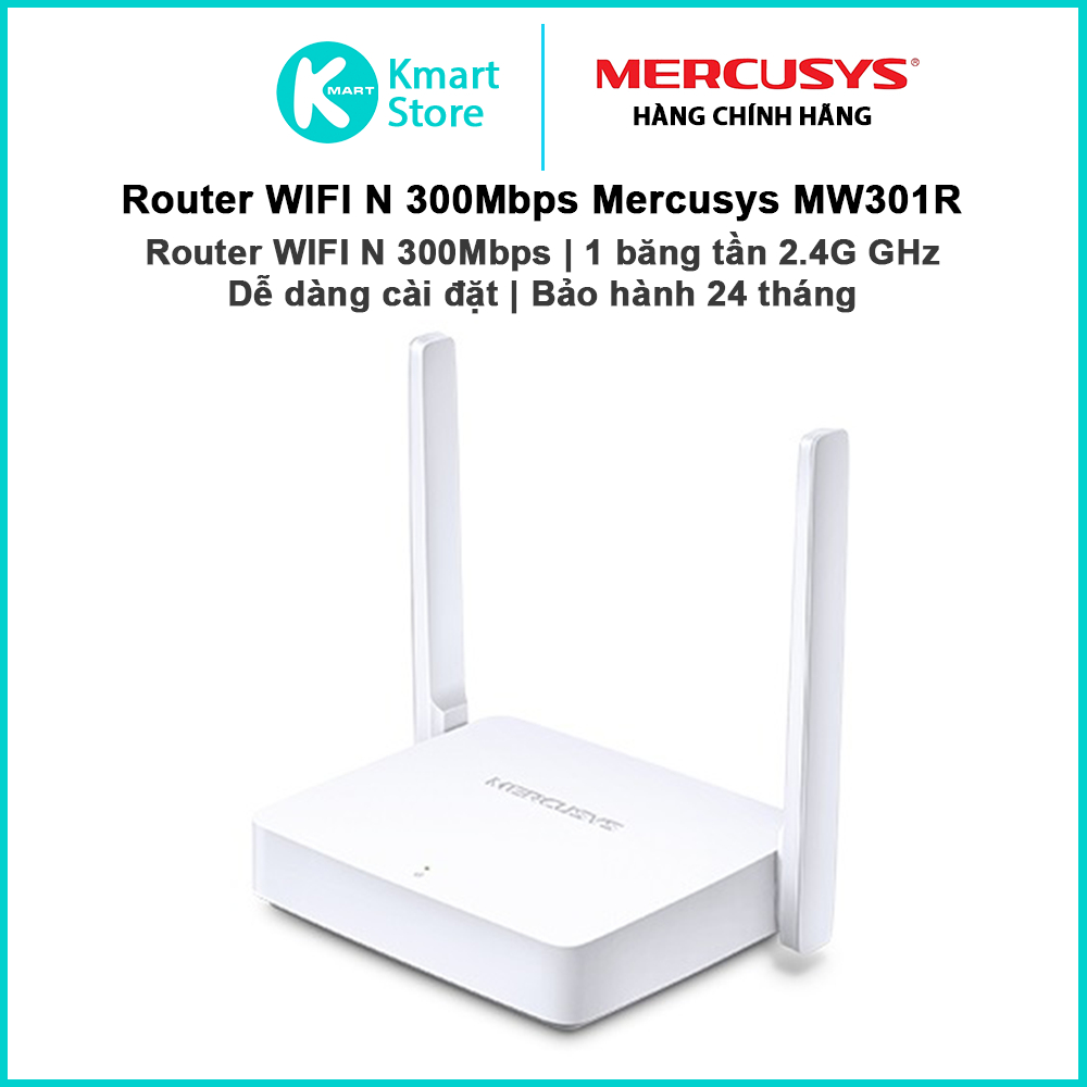 Router WIFI N 300Mbps Mercusys MW301R | 1 băng tần 2.4GHz | Dễ dàng cài đặt với 3 bước | Nhỏ gọn | B