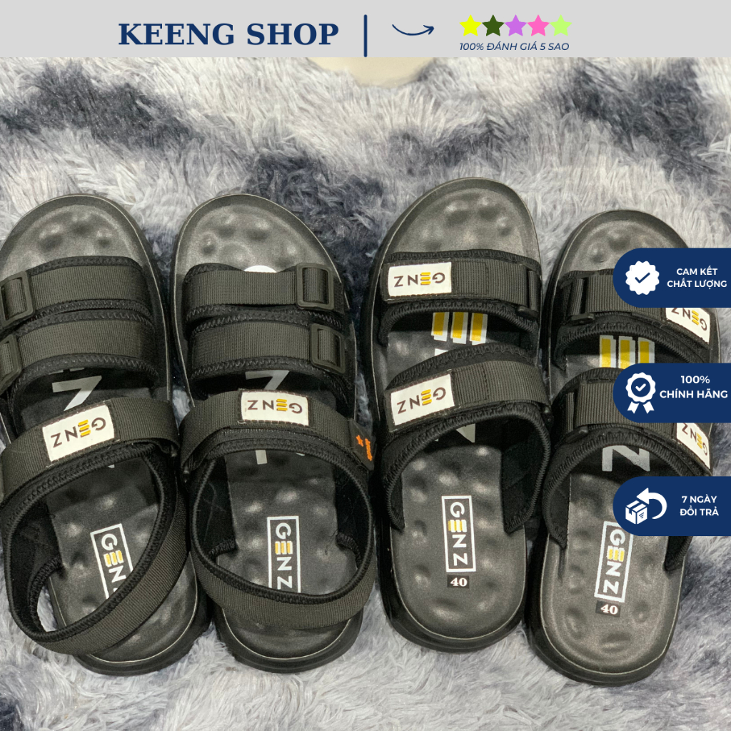 Dép sandal quai dù đế cao su kép PU chắc chắn , dép nam in logo GENZ cá tính - KEENG SHOP