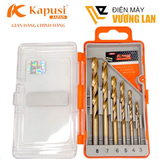 Bộ mũi khoan sắt, thép, inox 6 chi tiết Kapusi Japan, hộp mũi khoan inox, thép, đồng, nhôm, gỗ