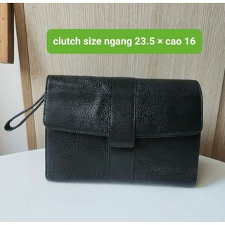 Ví clutch cầm tay nam nữ bản da voi hiệu nicole nhiều ngăn hàng si au.th siêu xịn