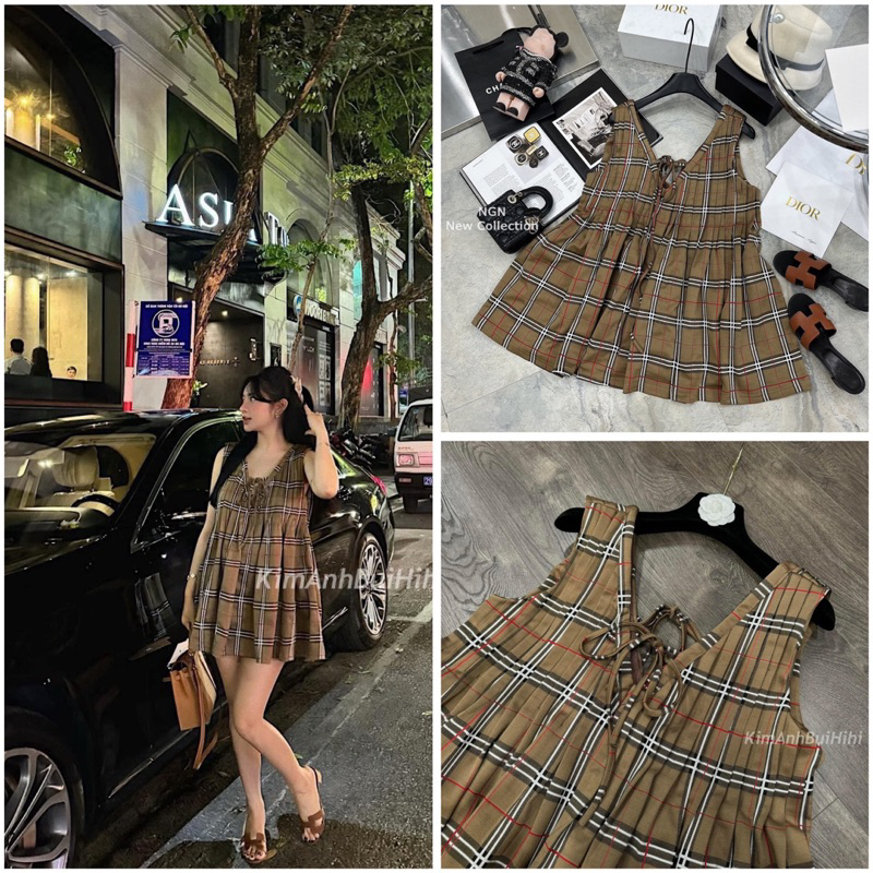 Váy Babydoll Sát Nách Họa Tiết BBR Dáng Ngắn. Váy Xuông Cổ V Thắt Dây Cho Nàng Diện Hè Siêu Xinh