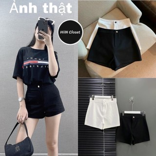 Quần Short nữ lưng cao khoá giữa - Quần Short nữ chất Umi cao cấp HiiNCloset