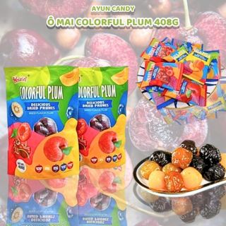  Ô Mai Mix Colorful Plum Gói 408gr (Vị ô mai mận đen, vàng, đỏ/ việt quất/ cherry/ mơ) - Ô mai xí muội mix