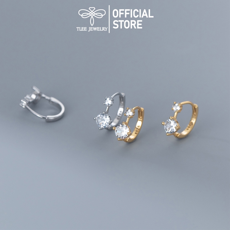 Khuyên tai bạc nữ TLEE, bông tai tròn bấm Ciiu xinh xắn TLEE JEWELRY B0494