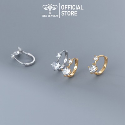 Khuyên tai bạc nữ TLEE, bông tai tròn bấm Ciiu xinh xắn TLEE JEWELRY B0494