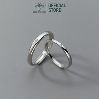 Nhẫn đôi bạc nữ TLEE, nhân đeo nam nữ hạt đá nhỏ đơn giản TLEE JEWELRY