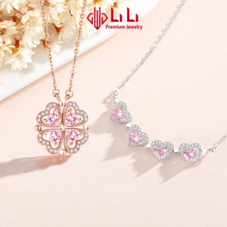  Dây chuyền bạc nữ LiLi S925 đính đá CZ cao cấp hình trái tim cỏ 4 lá Zoya LILI_098202 