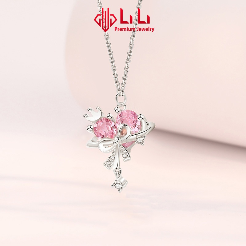 Dây chuyền bạc nữ LiLi S925 đính đá CZ cao cấp hình trái tim vương miện Marilyn LILI_105338