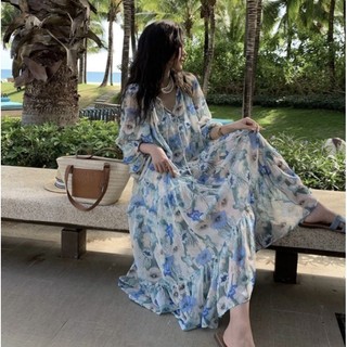 Váy tơ hoa maxi siêu đẹp