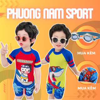 Đồ bơi bé trai, Bộ bơi liền thân trẻ em họa tiết hoạt hình đáng yêu cho bé từ 1 tuổi tới size đại