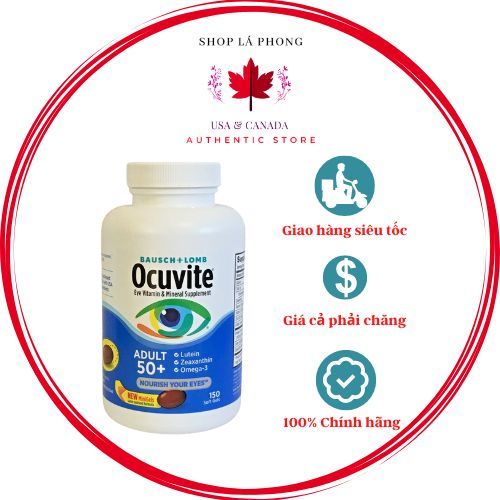 Viên uống hỗ trợ mắt Ocuvite Adult 50+ vitamin D 150 viên từ Canada