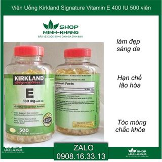 Viên uống kirkland signature vitamin e 400 iu 500 viên hsd 6/2027