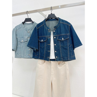 AfterBefore | Áo Denim Tay Ngắn 2 Màu
