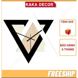 Đồng hồ trang trí phòng khách, đồng hồ treo tường kim trôi bằng gỗ cao cấp KaKa Decor