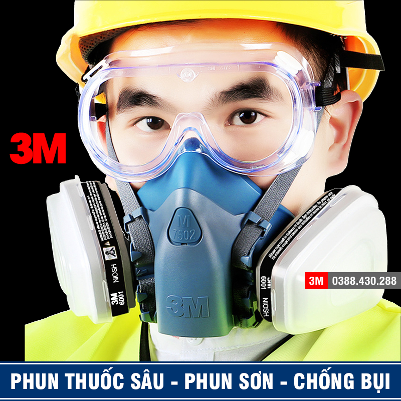 Mặt nạ chống độc 3M 7502 (phun thuốc trừ sâu, phun sơn, chống khói bụi mịn và hóa chất)