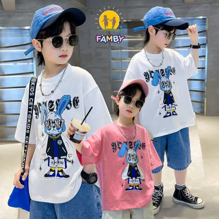 Áo phông cộc tay bé trai mùa hè FAMBY áo bé trai cotton thời trang trẻ em từ 20-47kg