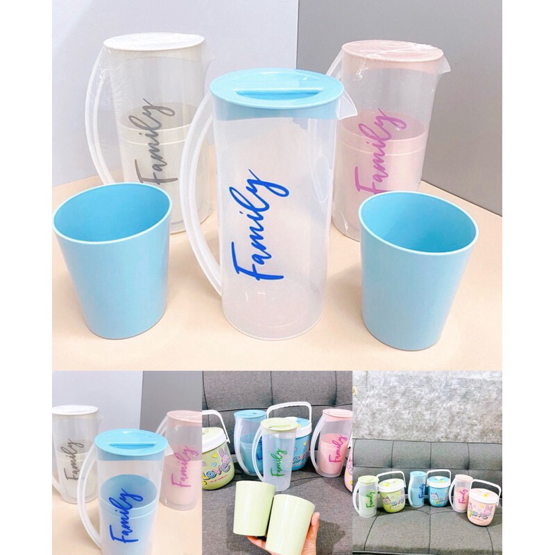 ( BỘ CA 1 LÍT TẶNG KÈM 2 LY ) Bộ sản phẩm ca nhựa 1 lít và 2 ly tiện dụng cho gia đình và văn phòng 