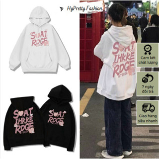 Áo hoodie SOAT ROGE chữ màu hồng chất nỉ ngoại túi to in chữ màu hồng form rộng unisex HYPRETTY 02