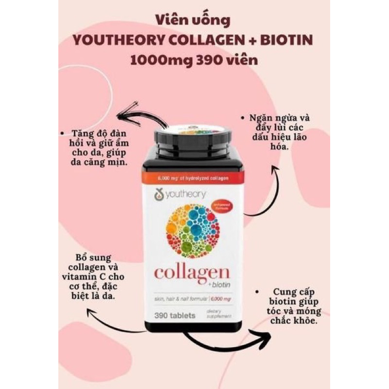 VIÊN UỐNG COLLAGEN YOUTHEORY MỸ 390 VIÊN