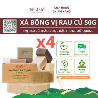 Combo 4 xà bông đa dụng vị rau củ Noom 50g thiên nhiên làm sạch cơ thể, giữ ẩm, dưỡng da, mềm mịn da