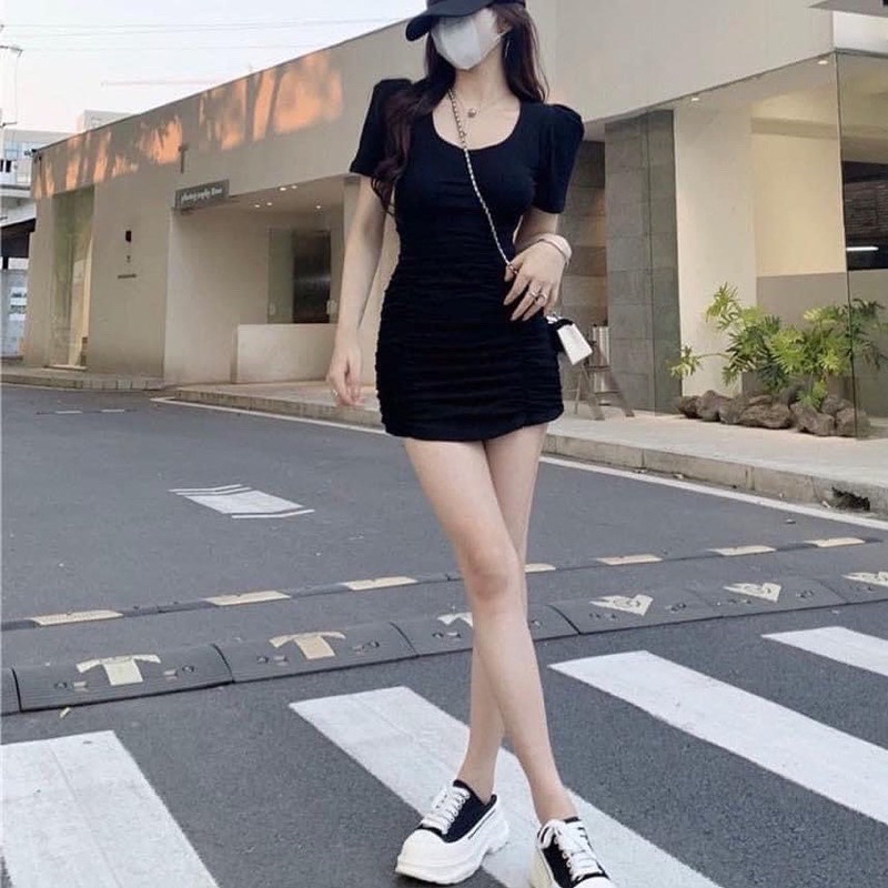 Đầm rút eo khoét lưng siêu xinh hack dáng (1088)