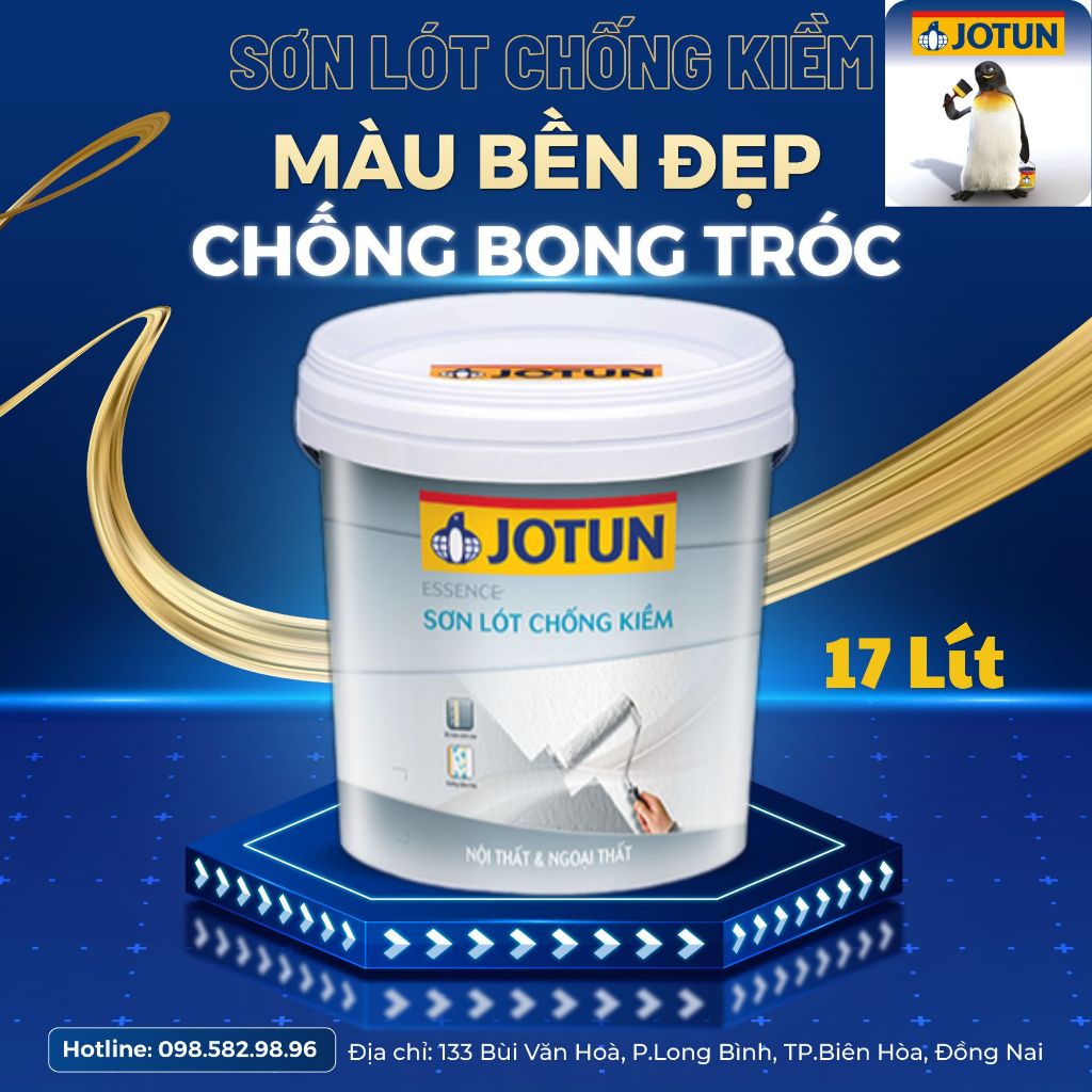 Sơn Lót Jotun Essence Chống Kiềm Nội ngoại thất (17lit). Tăng cường độ bám dính tốt cho bề mặt sơn phủ nội ngoại thất.