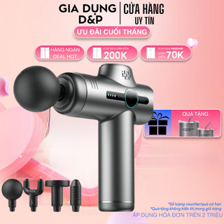Máy massage giãn cơ massage gun 20w mini nút cảm ứng lõi đồng tích hợp 4 đầu đa năng