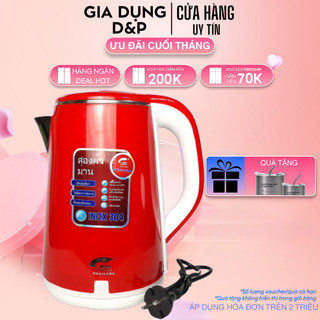 Ấm JIPLAI THÁI Siêu Tốc Cao Cấp 2.5L, Ấm Đun nước 2 Lớp Loại Lớn, Nồi Đun Nươc Tiện Lợi