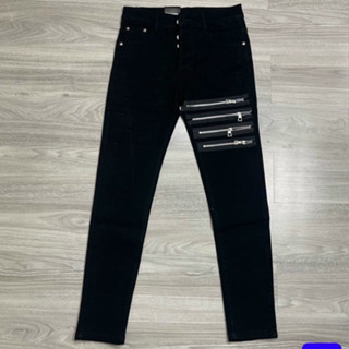 quần bò jean nam dài đen trơn phối khóa kéo bên đùi đẹp,chất jean dày co giãn tốt chuẩn form tôn dáng