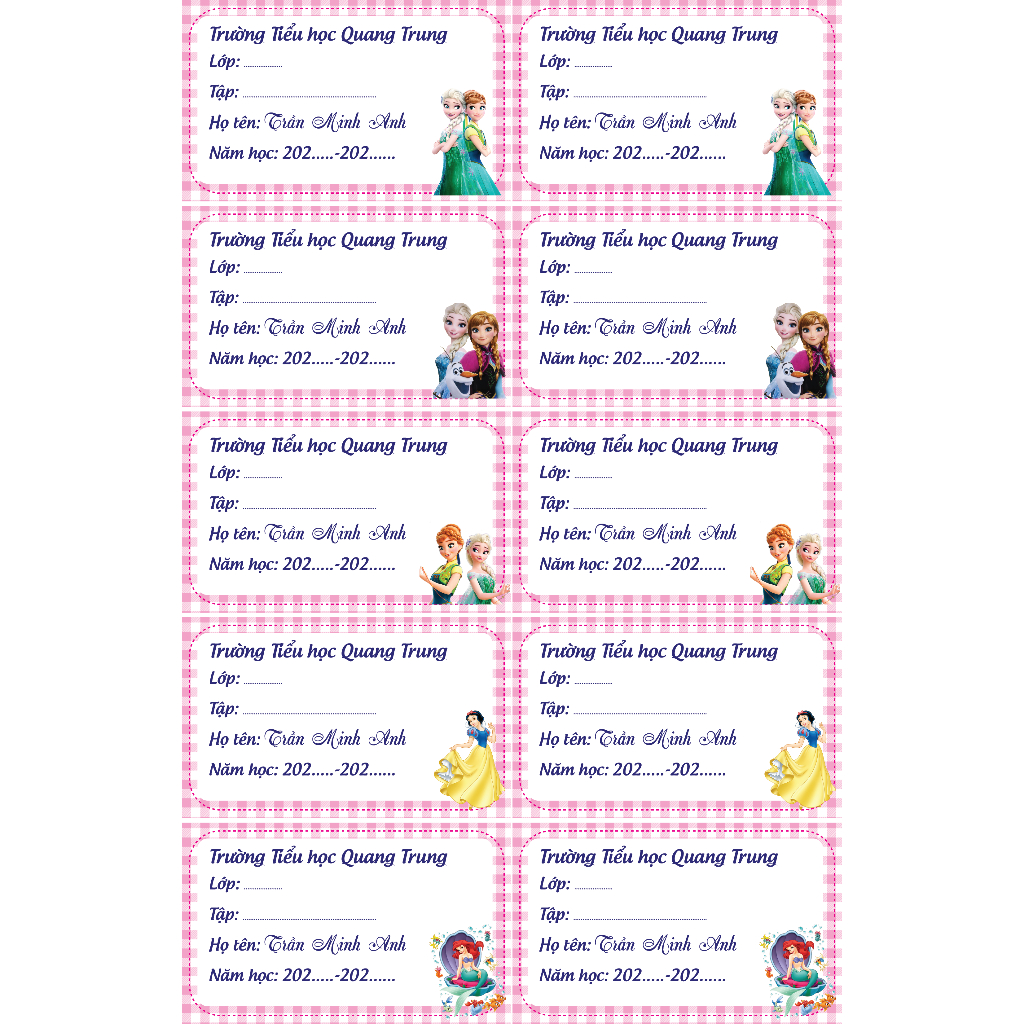 Nhãn vở in tên theo yêu cầu-Đủ mẫu Hot Hit-Set 30 nhãn