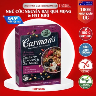 Ngũ Cốc Carman's Nguyên Hạt Ăn Kiêng Quả Dâu Mọng Và Hạt Khô Tự Nhiên  - Super Berry Muesli - Hộp 500g
