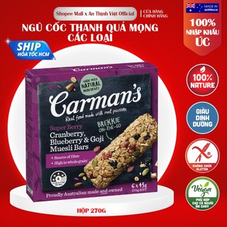 Thanh Ngũ Cốc Carman's Super Berry Muesli Bar Cranberry, Blueberry, Goji - 270g