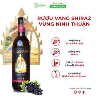 Rượu Vang Đỏ Rangfarm 11% 750ml, Rượu Vang Nho Shiraz Vùng Ninh Thuận Vị Đậm Đà Dễ Uống