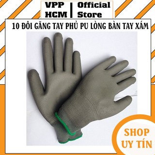 [ Hỏa Tốc]10 Đôi Găng tay phủ PU lòng bàn tay màu xám size M - Bao tay giúp bảo vệ tay khỏi trầy xước vật sắc nhọn