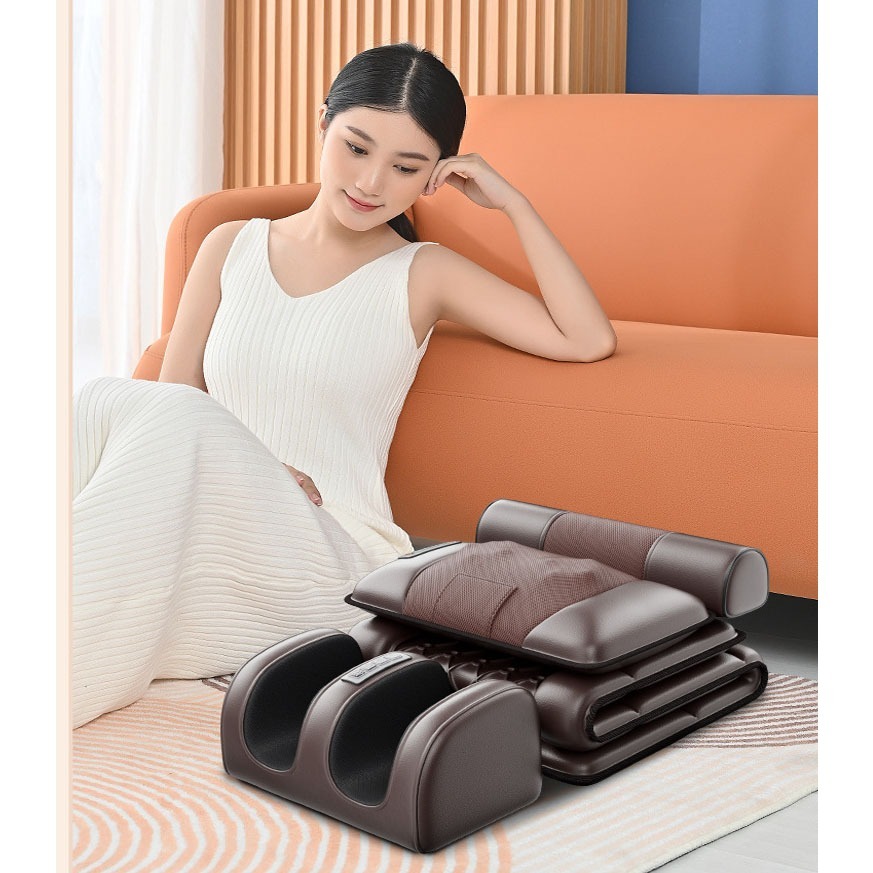 Nệm Massage toàn thân MeXI kèm đệm massage chân 12 điểm, thảm ghế mát xa rung, làm ấm, hồi phục