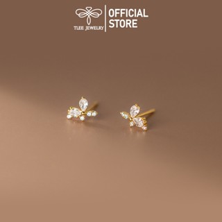 Khuyên tai bạc nữ TLEE, bông tai buffterfly đính đá lấp lánh TLEE JEWELRY B0408