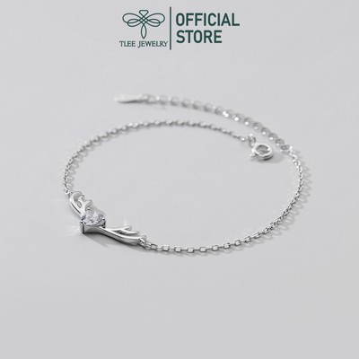 Lắc tay bạc nữ TLEE, vòng tay sừng hươu đính đá TLEE JEWELRY LT0345