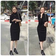 Váy body nữ,đầm nữ body cổ lọ chất liệu gân tăm lịch sự và cuốn hút