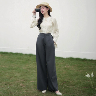  Quần dài nữ Nami Pants dáng suông xếp ly,Quần ống rộng chất đẹp vải mềm tôn dáng đứng form QVND022401