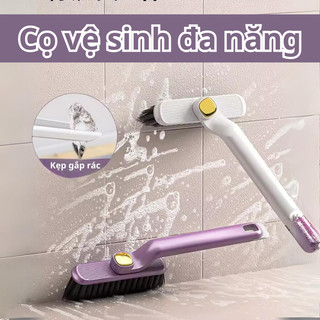 Bàn Chải Làm Sạch Nhà Tắm Xoay 360 Độ Đa Chức Năng, Chổi Cọ Sàn Tích Hợp Kẹp Gắp Rác 2 Trong 1