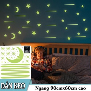Decal trang trí Sao băng dạ quang ( Kèm ảnh thật )