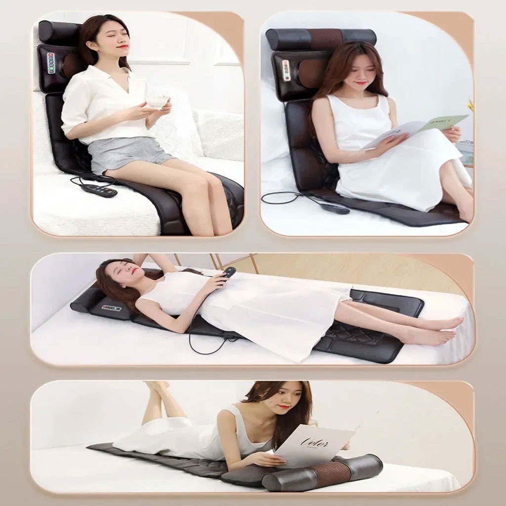 Nệm Massage toàn thân MeXI kèm đệm massage chân 12 điểm, thảm ghế mát xa rung, làm ấm, hồi phục